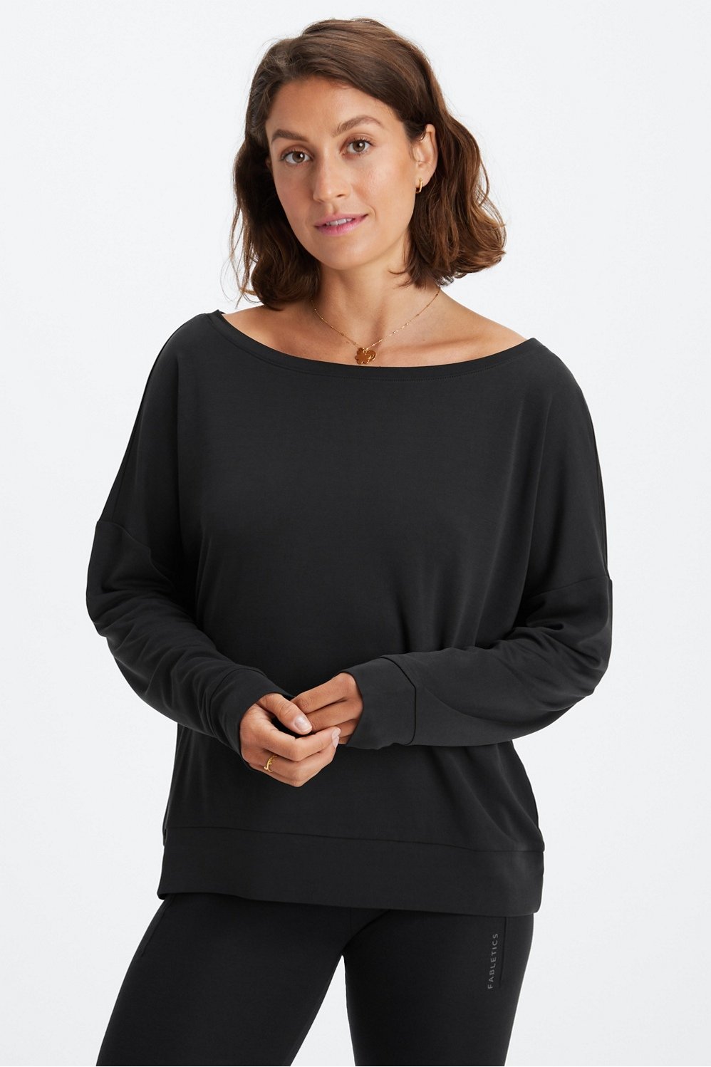 Eco Sleek Knit Boat Neck Pullover - - Fabletics Canada