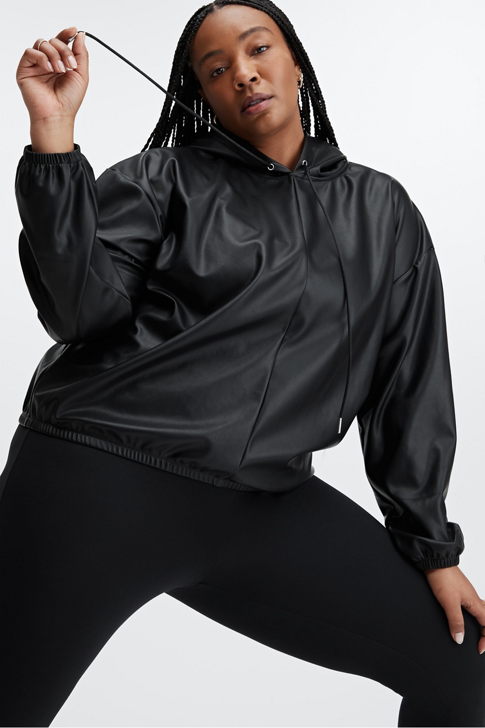 Fabletics Vegan Leather Hoodie Womens plus Size