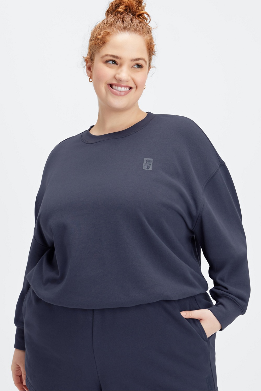 Fabletics Universal Tennis Terry Go-To Crewneck Womens plus Size