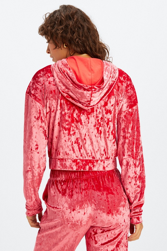 Pink velvet outlet zip up hoodie