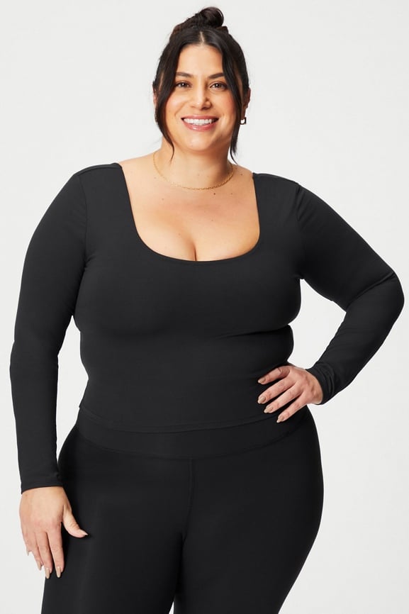 Cassie Liz Womens Plus Size Tops,Long Sleeve Activewear Tops Workout Tops  Solid