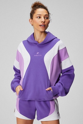 Fabletics Women Zip Jacket M Purple Performance Fleece Lined Hoodie Vents  Active