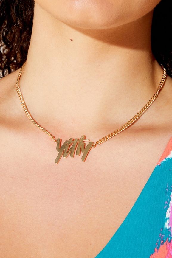 Major Label Gold Chain Logo Necklace
