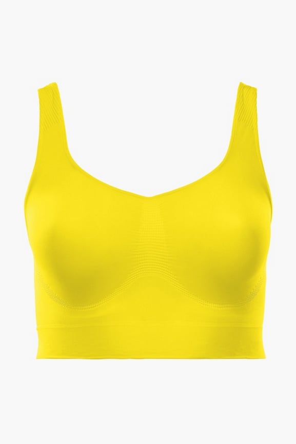 Shyle Fluorescent Yellow Stripe Underband Sports Bra With Y-Back