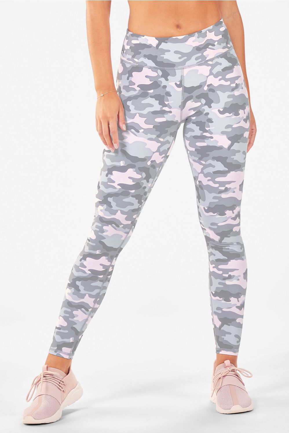 FABLETICS Mid Rise Printed Pink Shimmer Camo Powerhold Leggings XS NWT