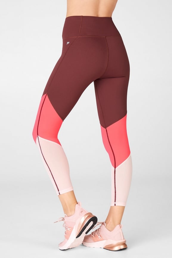 High-Rise Color-Block 7/8-Length Elevate Compression Leggings for