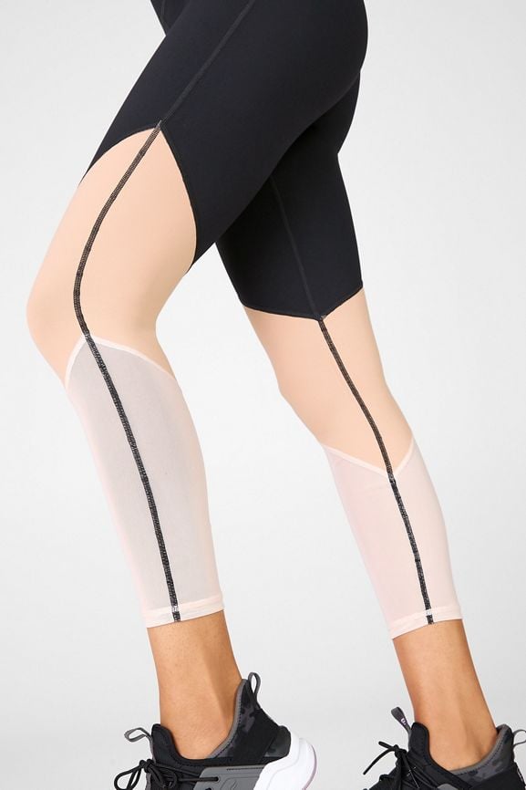 Fabletics Salar Mesh Powerhold Legging | NEW XL Colorblock Mauve/Pink/White  Yoga 