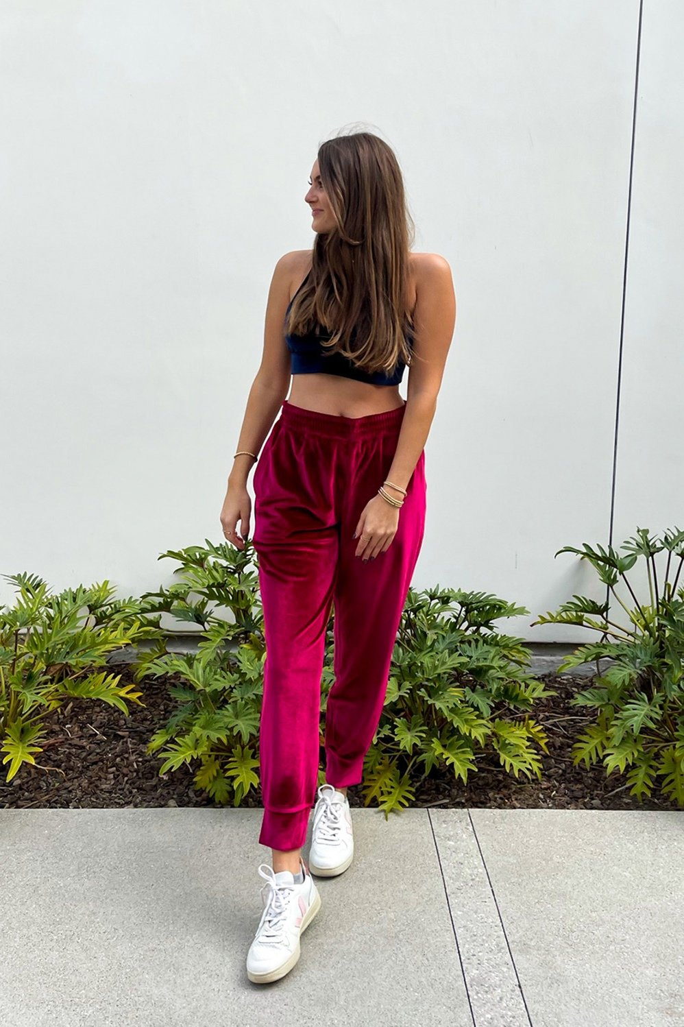 Red best sale velvet joggers