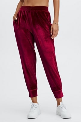 red velour joggers
