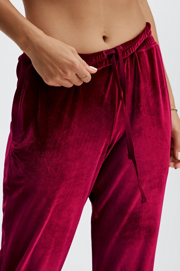 Red sales silk joggers