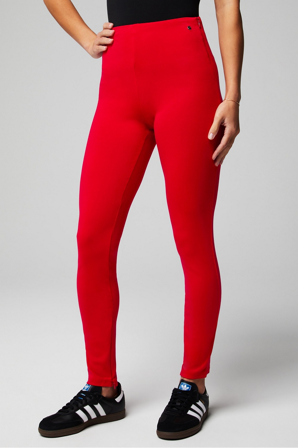 red high waisted skinny pants