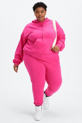 Plus Size Winter Fleece Track Pants For Women - Pink at Rs 899.00