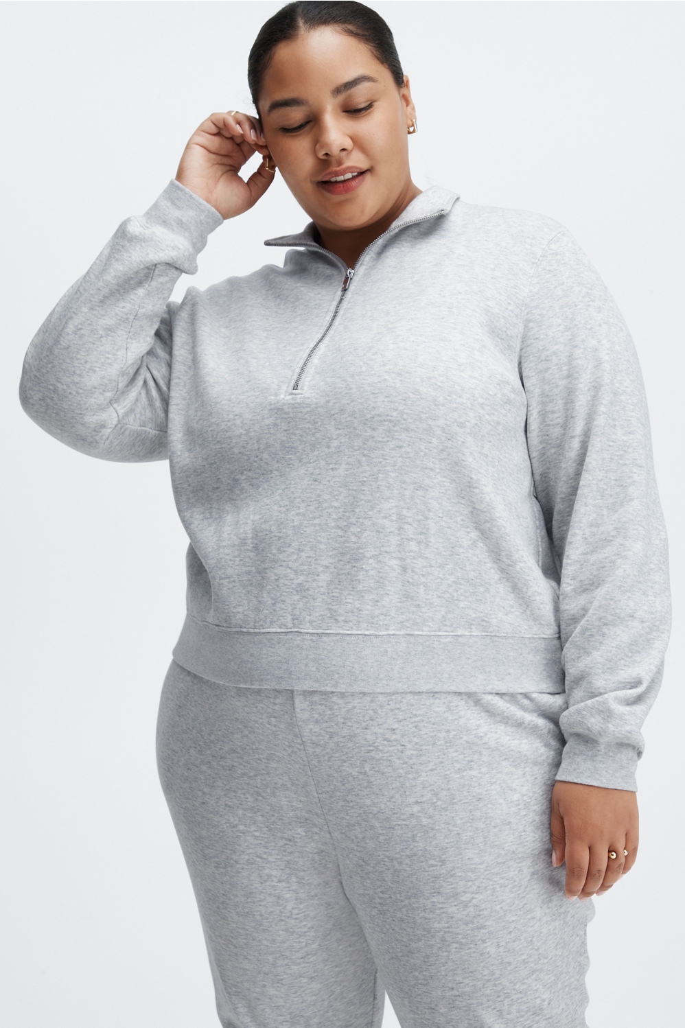 Fabletics Go-To Half Zip Crewneck Womens plus Size