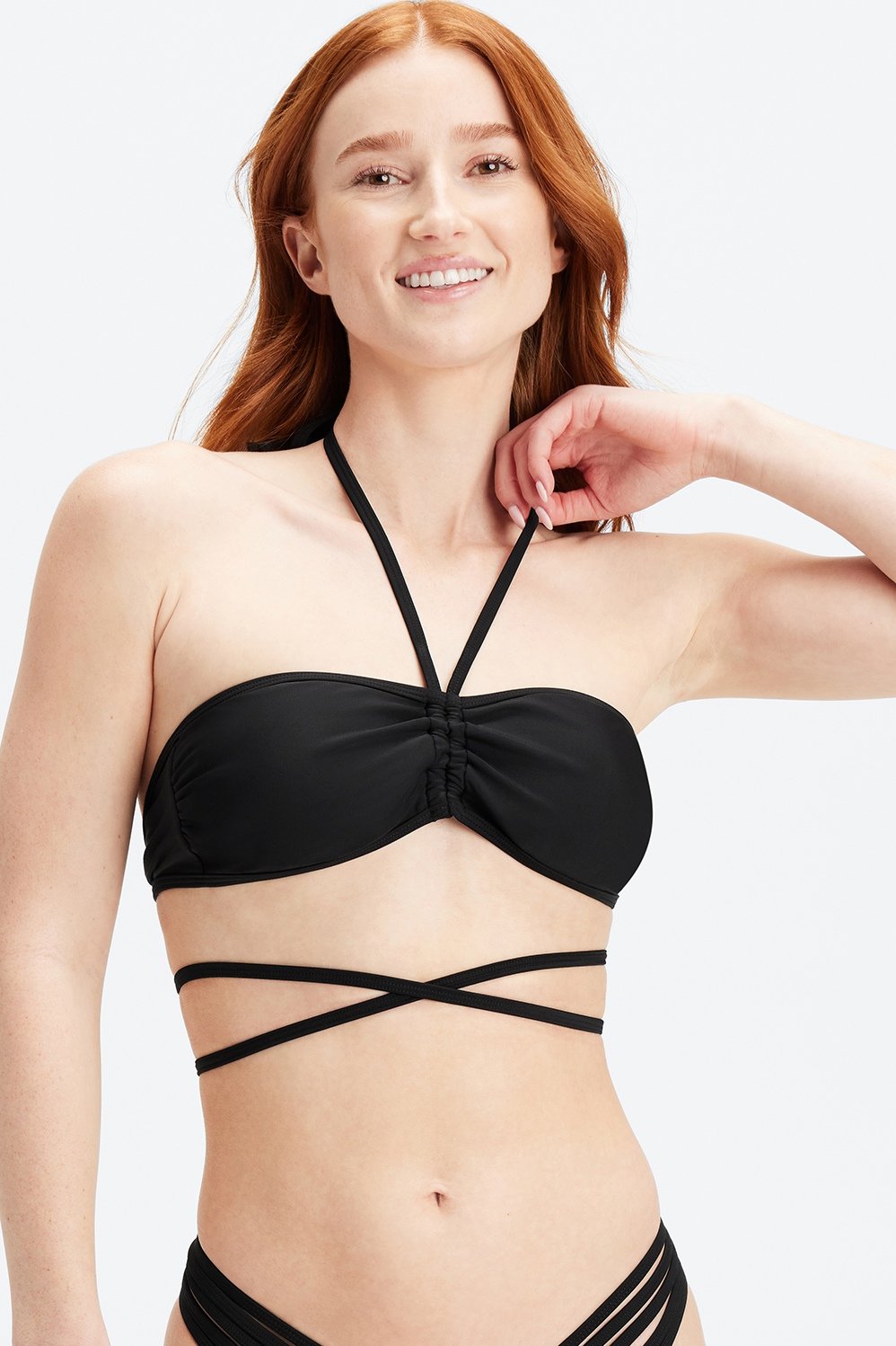 black wrap around bikini top