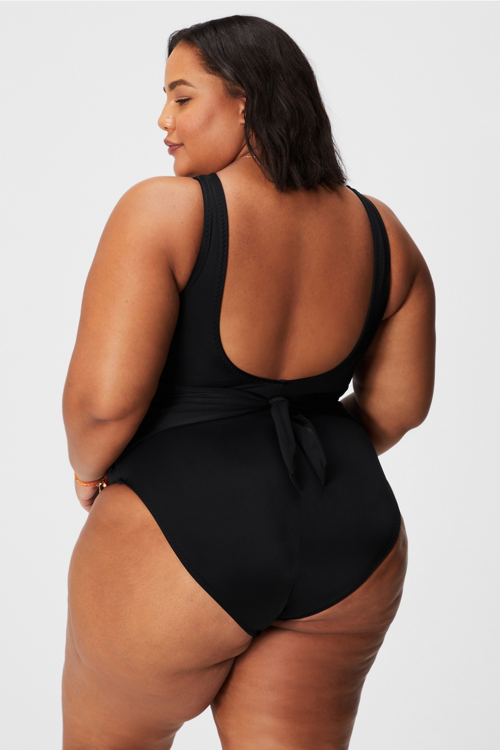 Scoop Tie Back Shaping One-Piece Swimsuit