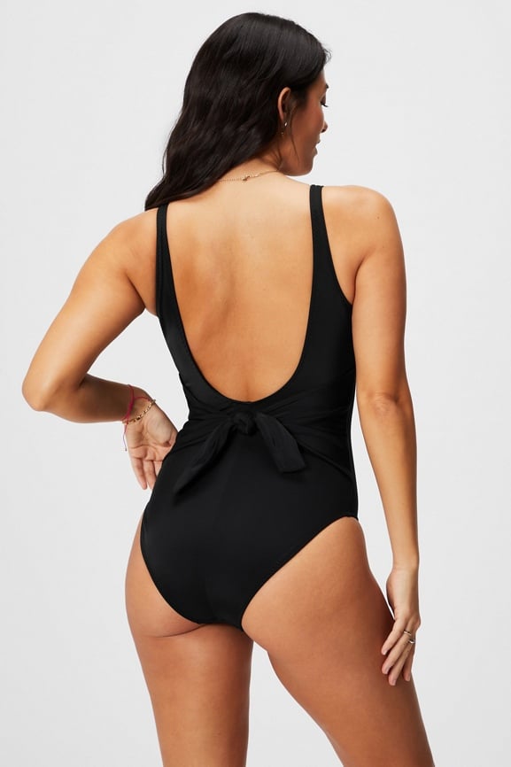 Scoop Tie Back Shaping One Piece Swimsuit Yitty