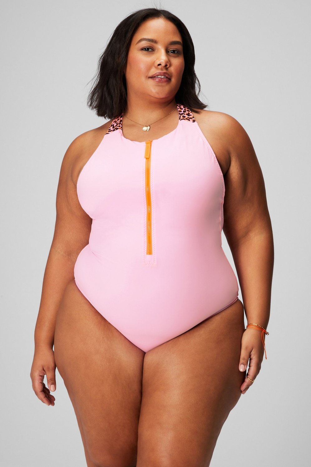 Zip-Front Racerback Shaping One-Piece Swimsuit - Fabletics