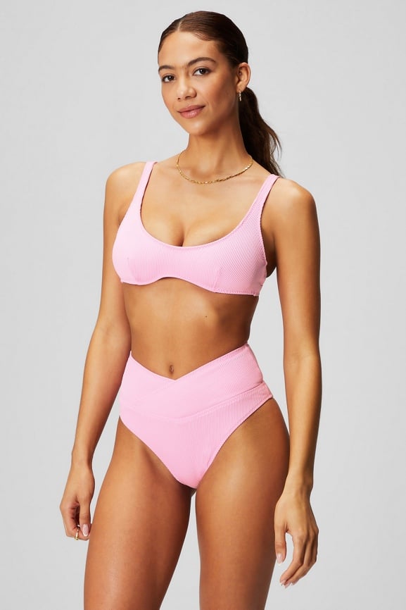 Pink high sale waisted swim bottoms