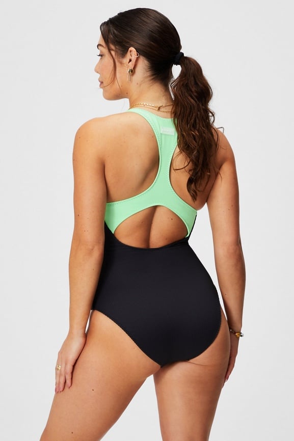 Scoop Tie Back Shaping One-Piece Swimming Costume Fabletics