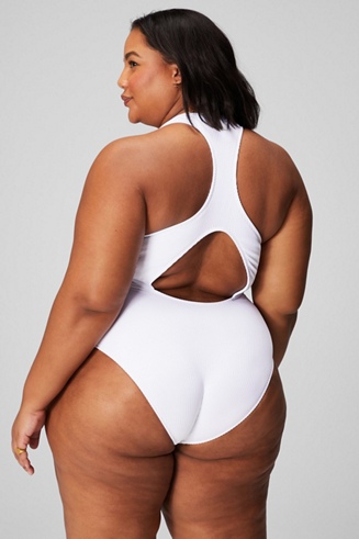 Zip-Front Racerback Shaping One-Piece Swimsuit - Fabletics Canada