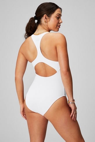Zip-Front Racerback Shaping One-Piece Swimsuit - Fabletics Canada