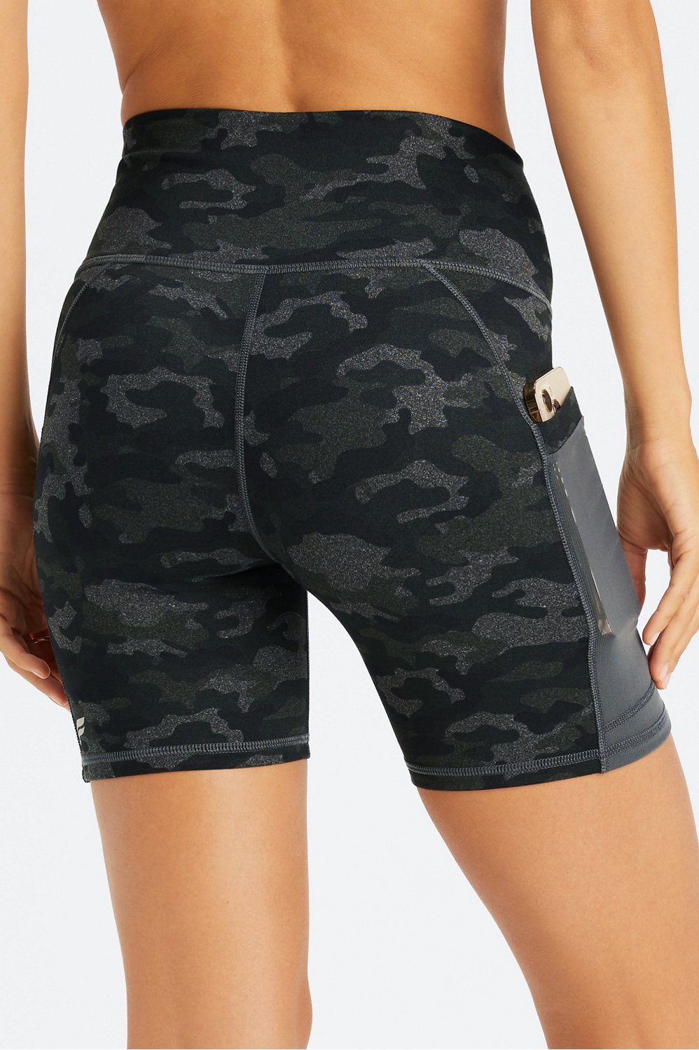 Fabletics On-The-Go High-Waisted 6 Short Womens Charcoal Camo plus Size 3X