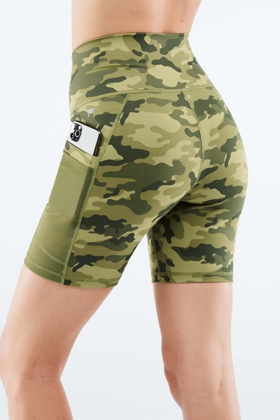 Fabletics cheetah biker online shorts