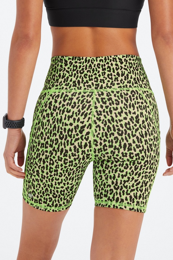 Fabletics cheetah biker discount shorts