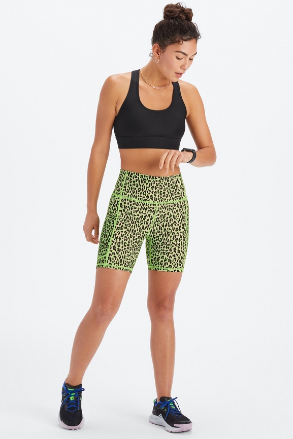 Fabletics cheetah biker discount shorts