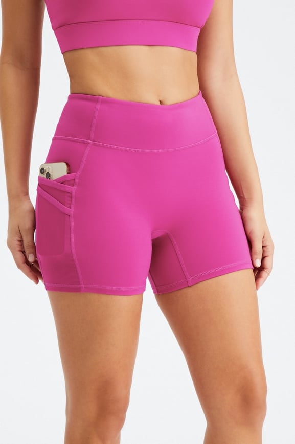 Fabletics Trinity Motion365 Mid Rise 5 Biker Shorts Small Hot Pink  Athletic S.