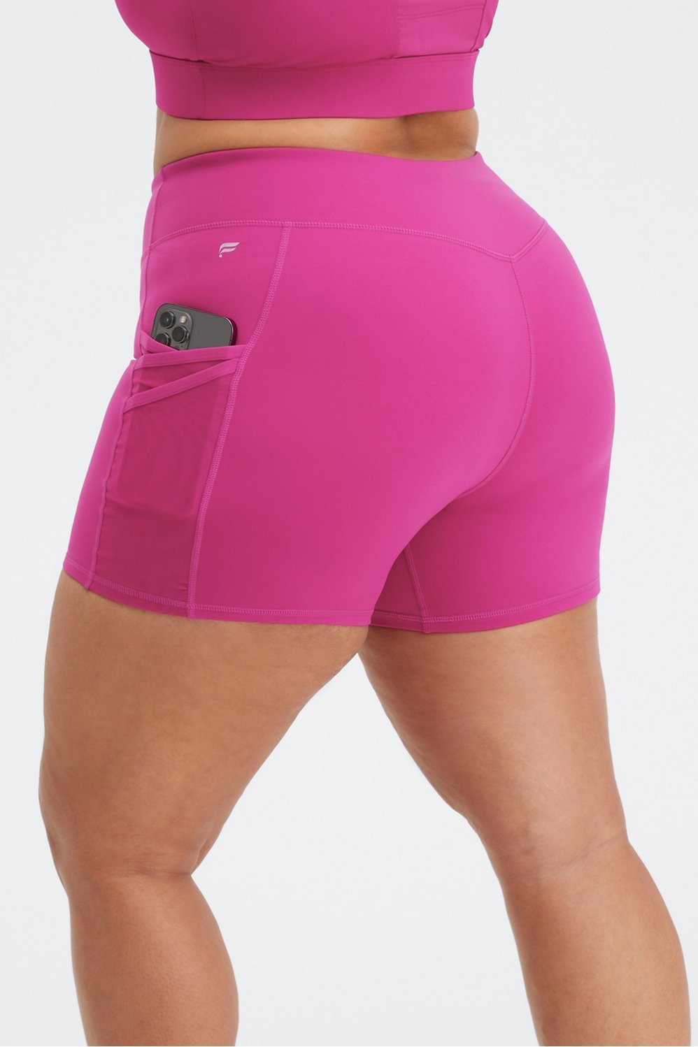 Fabletics Trinity Mid Rise Pocket Short 5 Womens Abyss Porter Daisy/Pink  Dust Size XXS