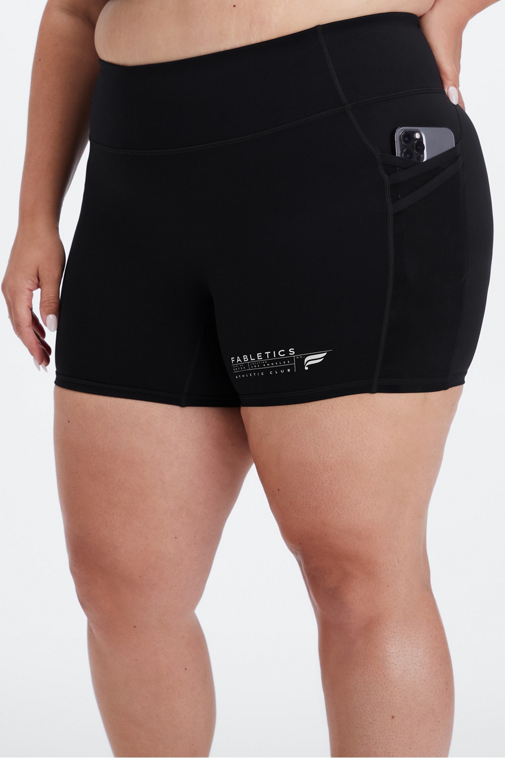 Fabletics Trinity Mid Rise Pocket Short 5 Womens Abyss Porter Daisy/Pink  Dust plus Size 2X