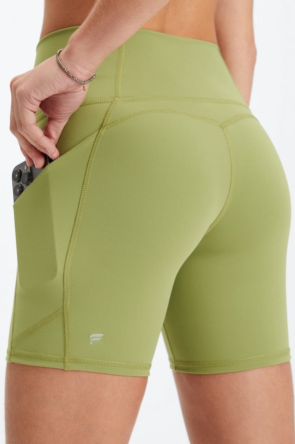 Fabletics Women's PureLuxe Oasis High-Waisted 6 Shorts- Fiddle Green -(XL)  NEW