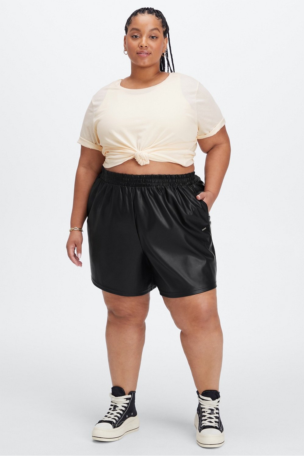 Vegan Leather High-Waisted Short - Fabletics Canada