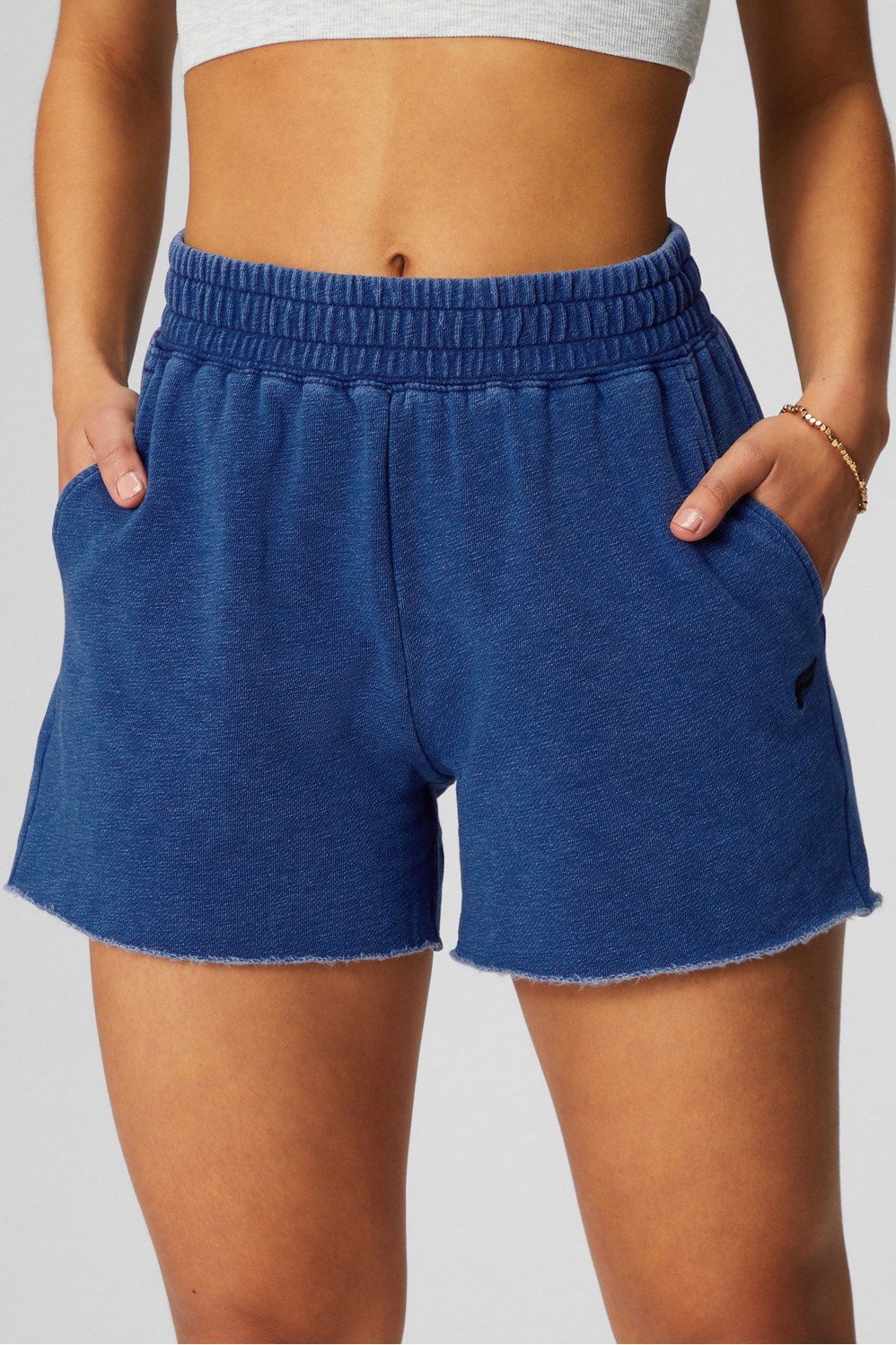 Fabletics Womens S Shiloh Short Soft Blue Tie Dye Sweat Shorts Gym