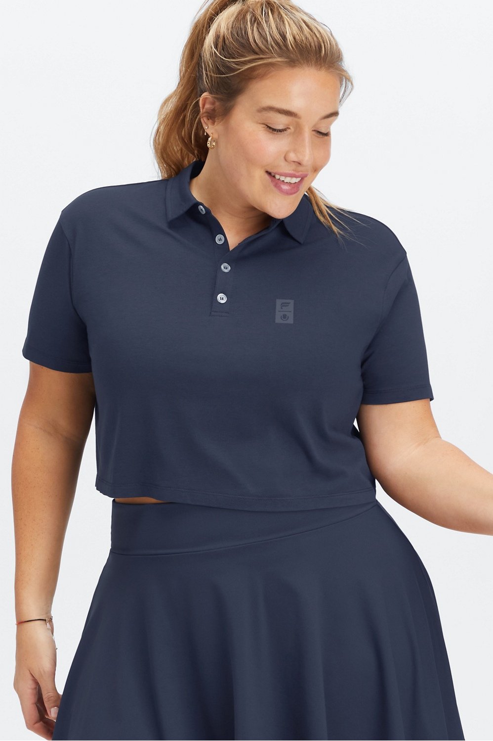 Fabletics Universal Tennis Boxy Short-Sleeve Polo Womens plus Size