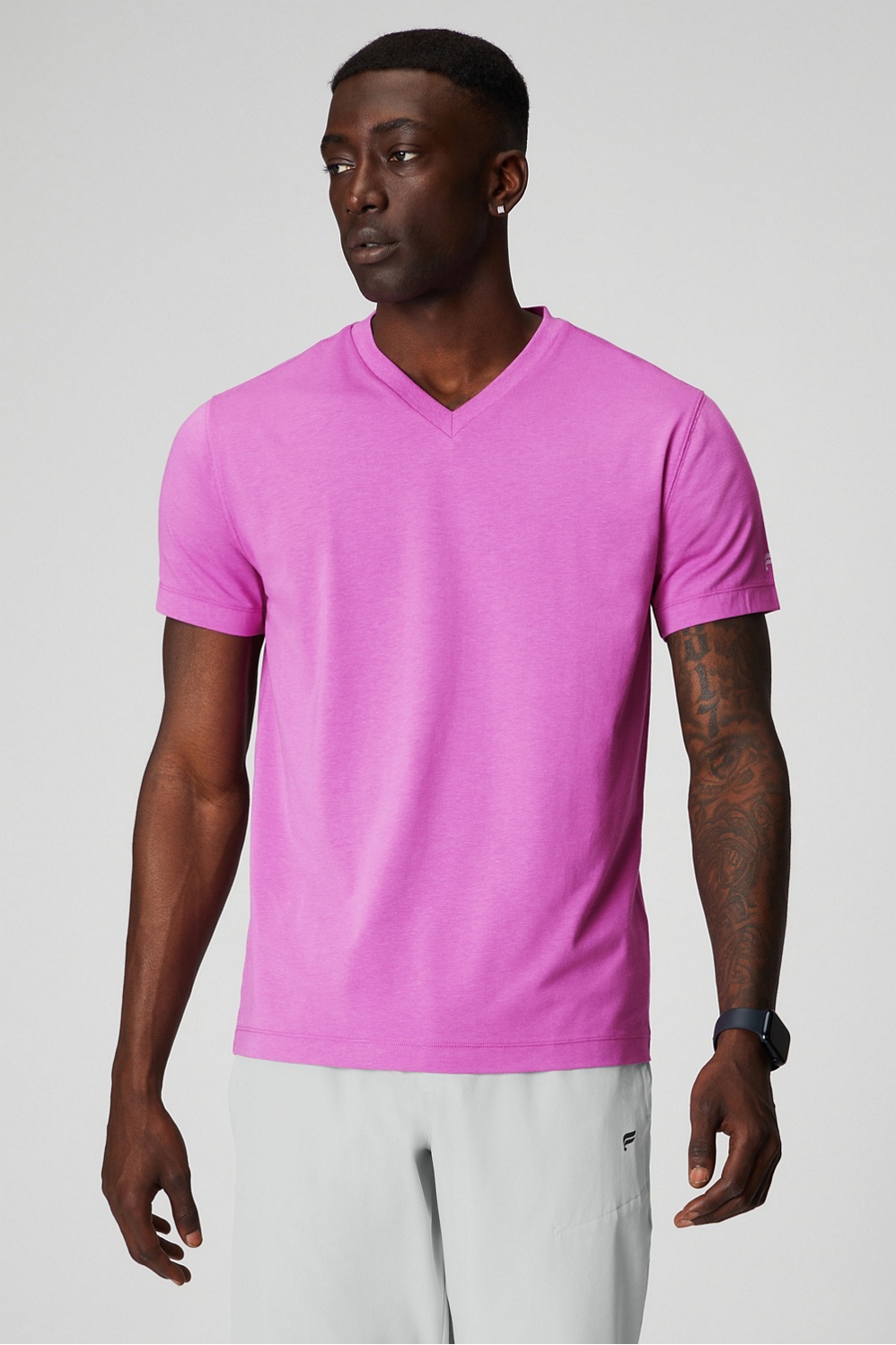 Mens hot pink v neck store t shirt