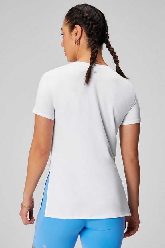 Fabletics Women's White Short Sleeve Tunic T-shirt Size Small