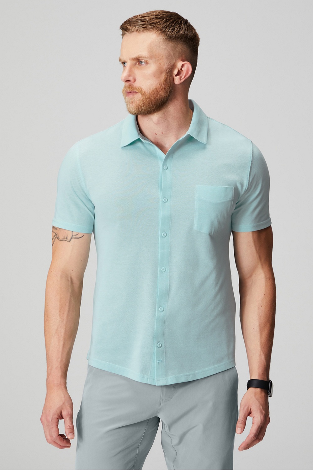 The Dash Short Sleeve Button Up - Fabletics Canada