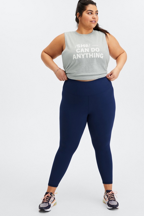 Fabletics She Can Do Anything Tee Medium Heather Grey Size XL NWOT