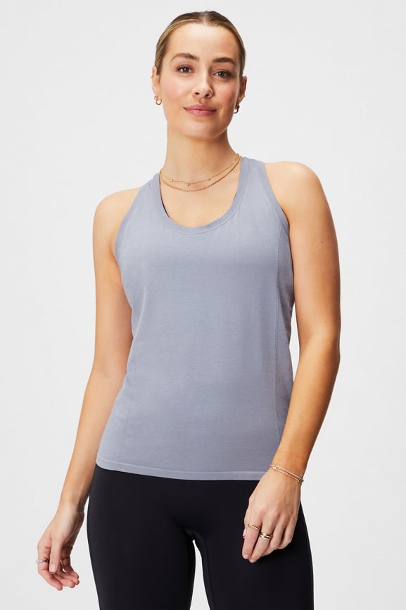 Fabletics twist tie back white workout tank top small