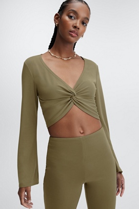 Sleek Knit Twist Front Top - Fabletics